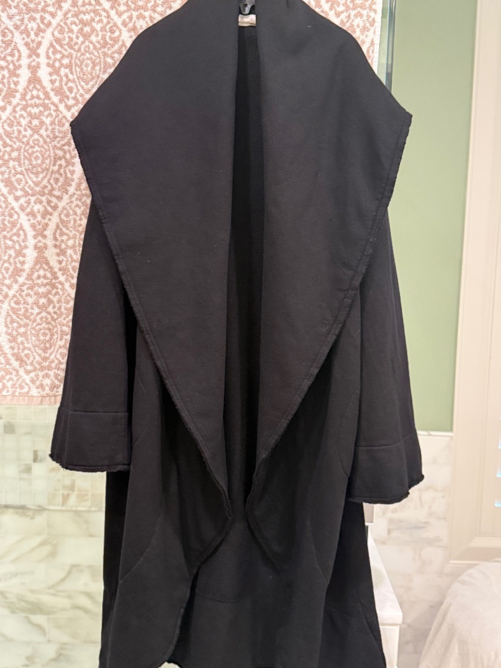 Bryn Walker Black Oversized Waterfall Shawl Collar Coat Cardigan